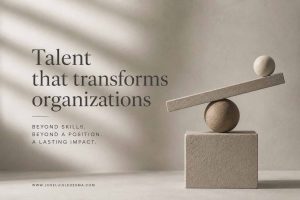 Minimalist sculptural composition representing talent, creativity, and organizational transformation through geometric forms in a contemporary editorial setting.